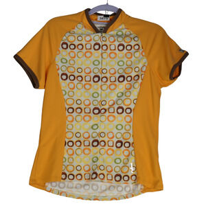She Beest Orange Cycle Top Womens Medium Tee Shirt Active 1/2 Zip Bike Pockets